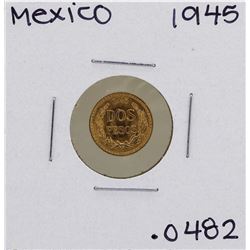 1945 Mexico 2 Pesos Gold Coin