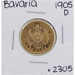 1905-D Germany-Bavaria 20 Marks Gold Coin