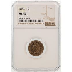 1863 Indian Head Cent Coin NGC MS63
