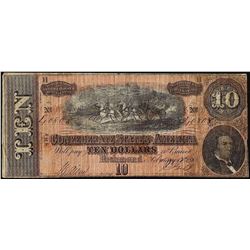 1864 $10 Confederate States of America Note