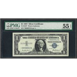 1957 $1 Silver Certificate STAR Note PMG About Uncirculated 55EPQ LOW SERIAL