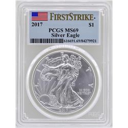 2017 $1 American Silver Eagle Coin PCGS MS69 First Strike