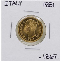 1881-R Italy 20 Lire Umberto Gold Coin