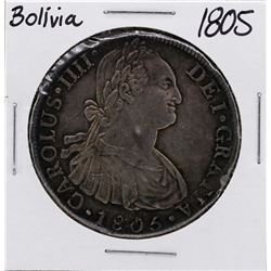 1805 Bolivia King Carlos IV 8 Reales Silver Coin