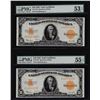 Image 1 : Lot of (2) Consecutive 1922 $10 Gold Certificate Notes PMG About Uncirculated 53