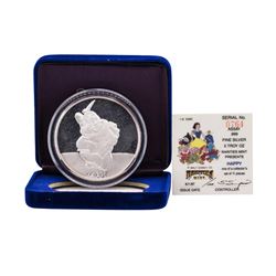 1987 Rarities Mint Walt Disney Snow White Happy 5 oz .999 Silver Coin w/Box & CO