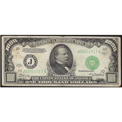 1934A $1,000 Federal Reserve Note Kansas City