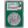 Image 1 : 2017 $1 American Silver Eagle Coin NGC MS70 Early Releases Green Core