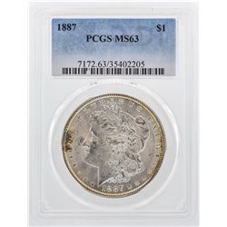 1887 $1 Morgan Silver Dollar Coin PCGS MS63