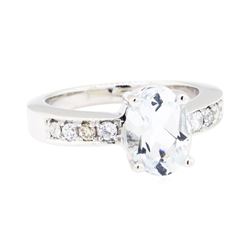 14KT White Gold 1.30 ctw Aquamarine and Diamond Ring