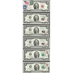 Lot of (6) 1976 $2 Federal Reserve Notes First Day of Issue