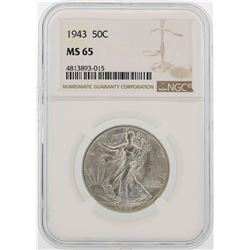 1943 Walking Liberty Half Dollar Coin NGC MS65