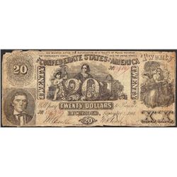 1861 $20 Confederate States of America Note