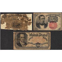 Lot of (3) Misc. Fractional Currency Notes