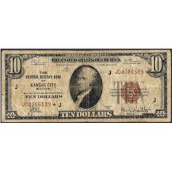 1929 $10 Federal Reserve Bank of Kansas City, MO STAR Note