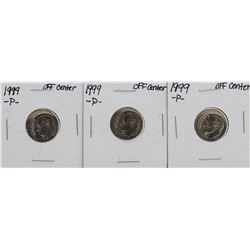 Lot of (3) 1999-P Off-Center Roosevelt Dime ERROR Coins