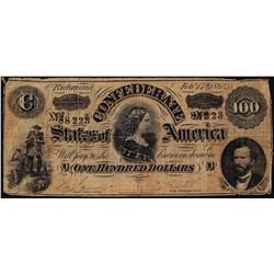 1864 $100 Confederate States of America Note