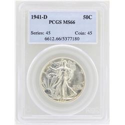 1941-D Walking Liberty Half Dollar Coin PCGS MS66