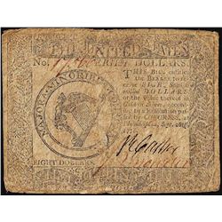 September 26, 1778 $8 Continental Currency Note