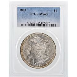 1887 $1 Morgan Silver Dollar Coin PCGS MS63