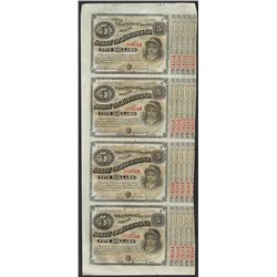 Uncut Sheet of (4) State of Louisiana Baby Bond Obsolete Notes