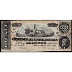 1864 $20 Confederate States of America Note