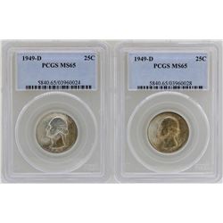 Lot of (2) 1949-D Washington Quarter Coins PCGS MS65