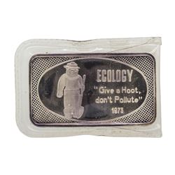 1973 Ecology Swiss Mint 1 oz .999 Fine Silver Art Bar