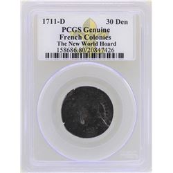 1711-D French Colonies 30 Deniers Coin PCGS Genuine