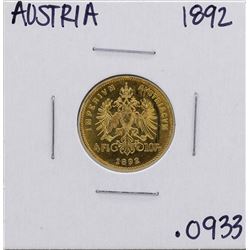 1892 Austria 4 Florins 10 Francs Gold Coin