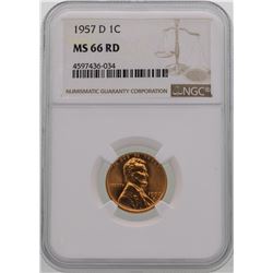 1957-D Lincoln Wheat Penny Coin NGC MS66RD