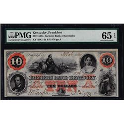 1860's $10 Farmers Bank of Kentucky Obsolete Note PMG Gem Uncirculated 65EPQ