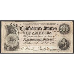1864 $500 Confederate States of America Note