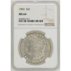 1903 $1 Morgan Silver Dollar Coin NGC MS64