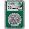 Image 1 : 2017 $1 American Silver Eagle Coin NGC MS70 Early Releases Green Core