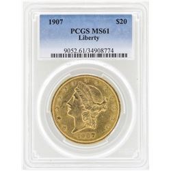 1907 $20 Liberty Head Double Eagle Gold Coin PCGS MS61