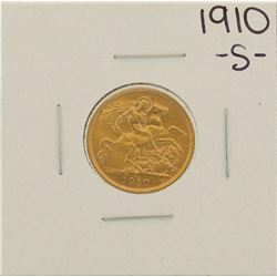 1910-S Australian 1/2 Sovereign Gold Coin