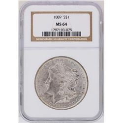 1889 $1 Morgan Silver Dollar Coin NGC MS64