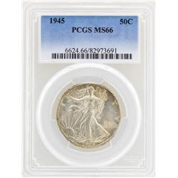 1945 Walking Liberty Half Dollar Coin PCGS MS66