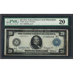 1914 $20 Federal Reserve Note Philadelphia Fr.972 PMG Very Fine 20