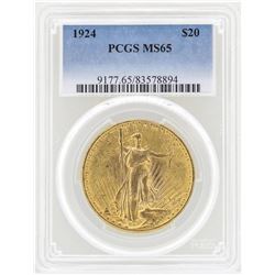 1924 $20 St. Gaudens Double Eagle Gold Coin PCGS MS65