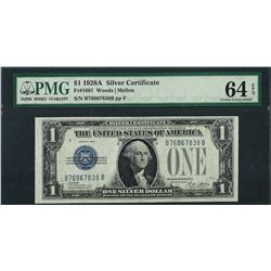 1928A $1 Funnyback Silver Certificate Note Fr.1601 PMG Choice Uncirculated 64EPQ