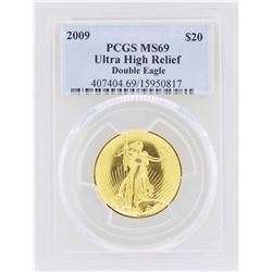 2009 $20 Ultra High Relief Double Eagle Gold Coin PCGS MS69