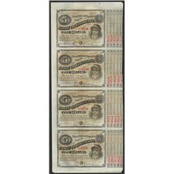 Uncut Sheet of (4) State of Louisiana Baby Bond Obsolete Notes