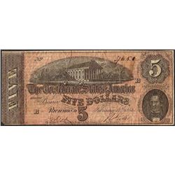1864 $5 Confederate States of America Note