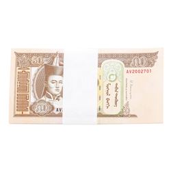 Pack of (100) Consecutive Mongolia 50 Tugrik Uncirculated Notes