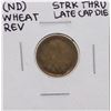 Image 1 : No Date Lincoln Wheat Penny Reverse Strike Thru Late Cap Die ERROR Coin