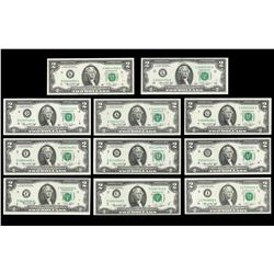 Lot of (11) 1976 $2 Federal Reserve Notes