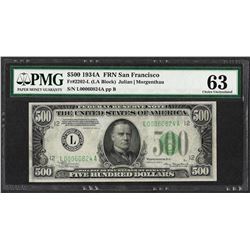 1934A $500 Federal Reserve Note San Francisco Fr.2202-L PMG Choice Uncirculated