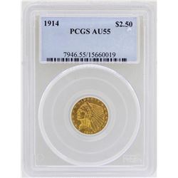 1914 $2 1/2 Indian Head Quarter Eagle Gold Coin PCGS AU55